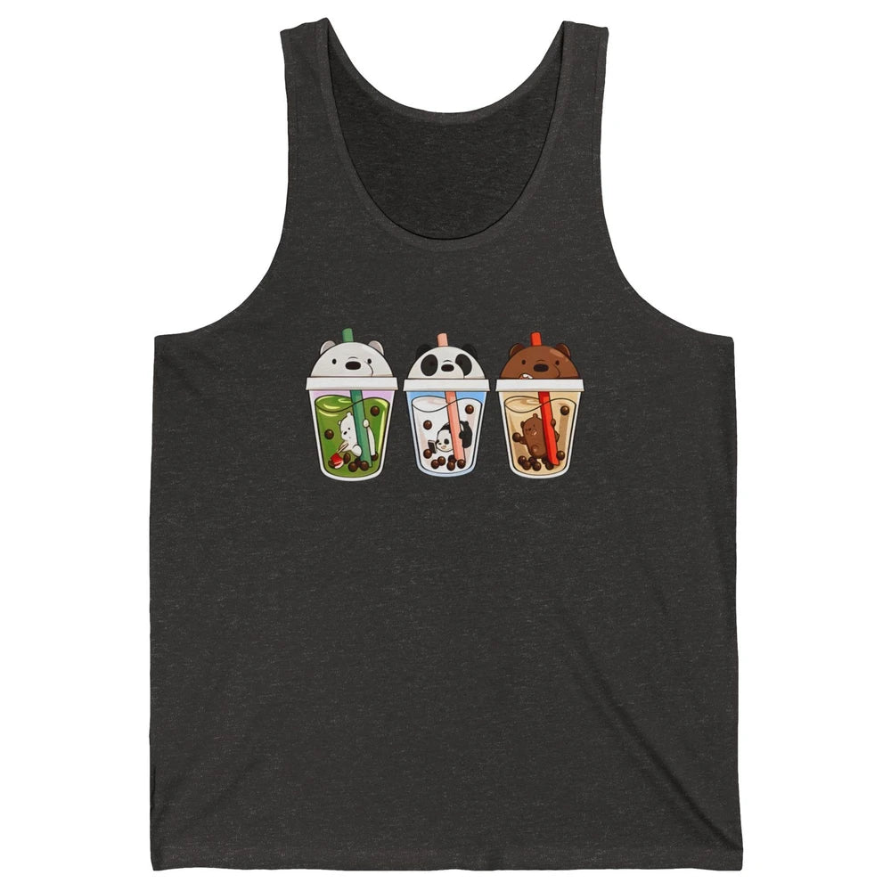 Panda Milk Tea Bears Milk Tea Animal Drinking Boba Lovers Unisex Jersey Tank