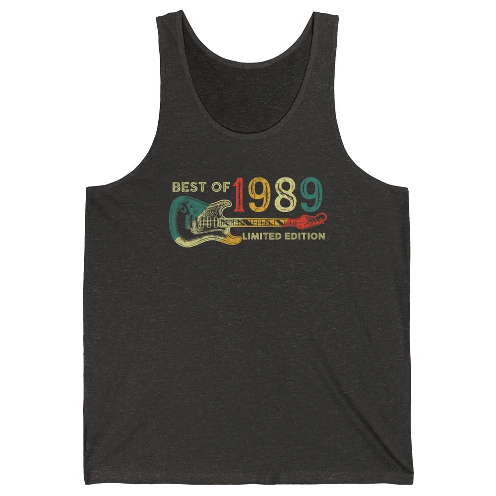 Retro 1989 Electric Guitar Birthday Guitarist Vintage 80s Unisex Jersey Tank