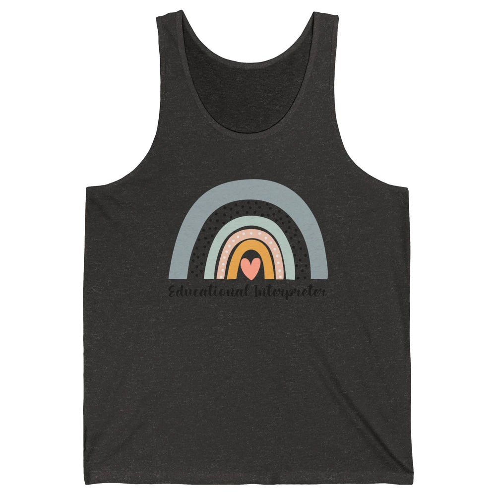 Retro Boho Rainbow Educational Interpreter Back To School Unisex Jersey Tank