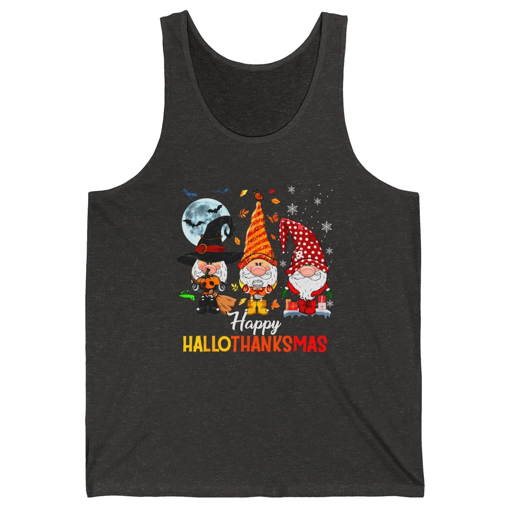 Funny Pumpkin Gnomes Hallo-thank-mas Thanksgiving Christmas Unisex Jersey Tank