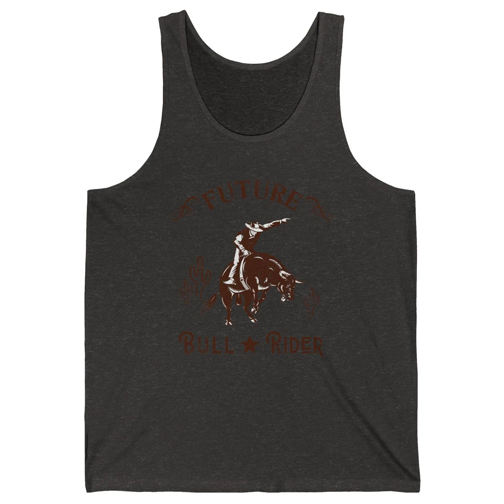 Retro Future Bull Rider Cowboy Western Country Cactus Riding Unisex Jersey Tank