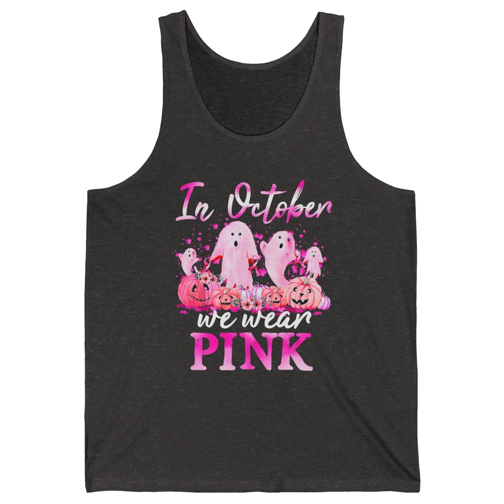 October Wear Ghost Boo Pink Ribbon Breast Cancer Awareness Unisex Jersey Tank