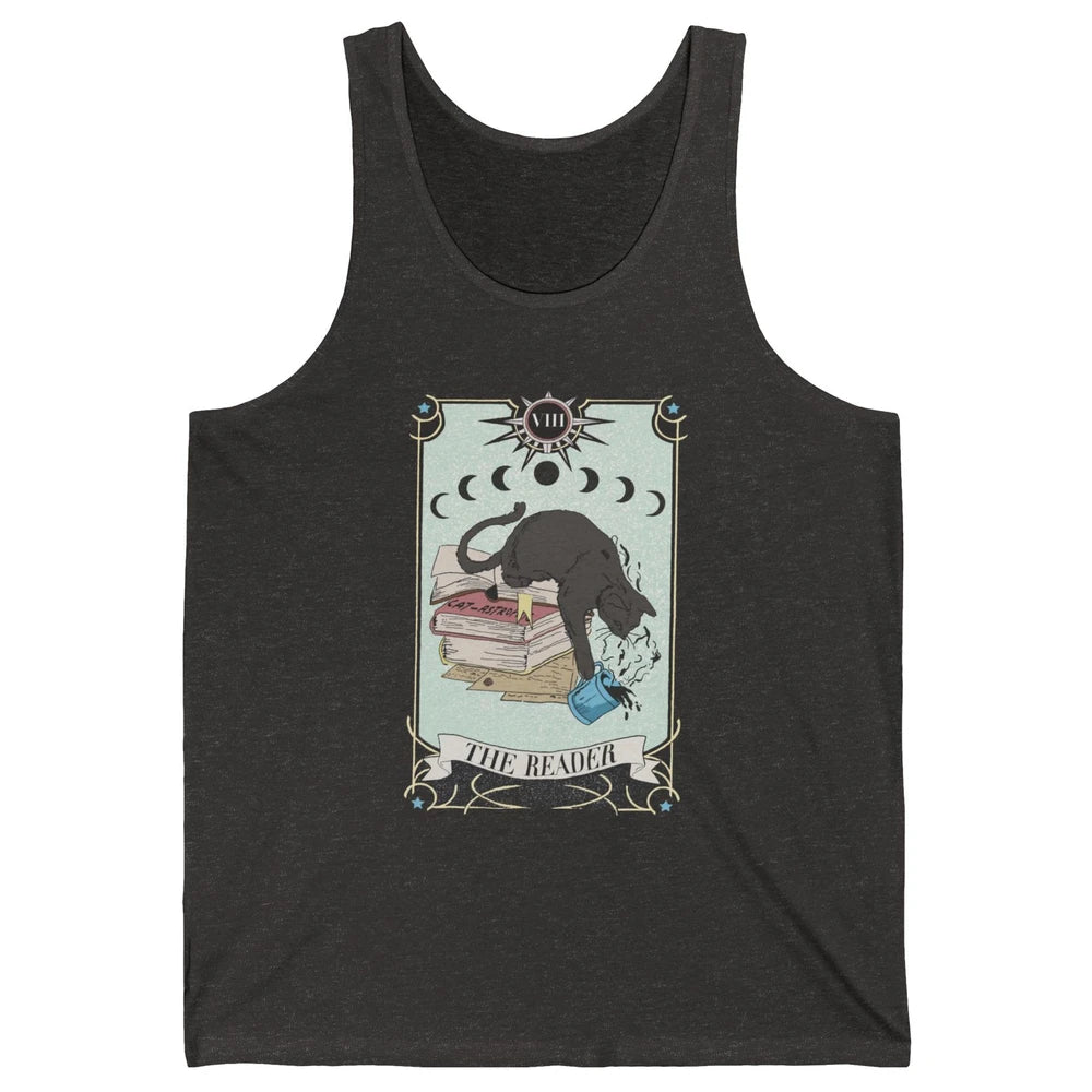 Retro Cat Books The Reader Tarot Card Halloween Reading Gift Unisex Jersey Tank