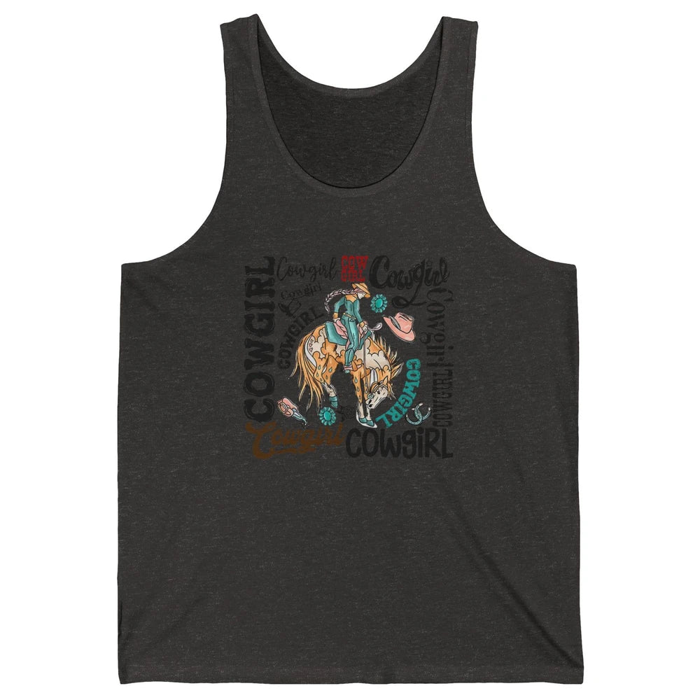 Retro Cowgirl Rodeo Wild Western Country Cowboy Hat Unisex Jersey Tank