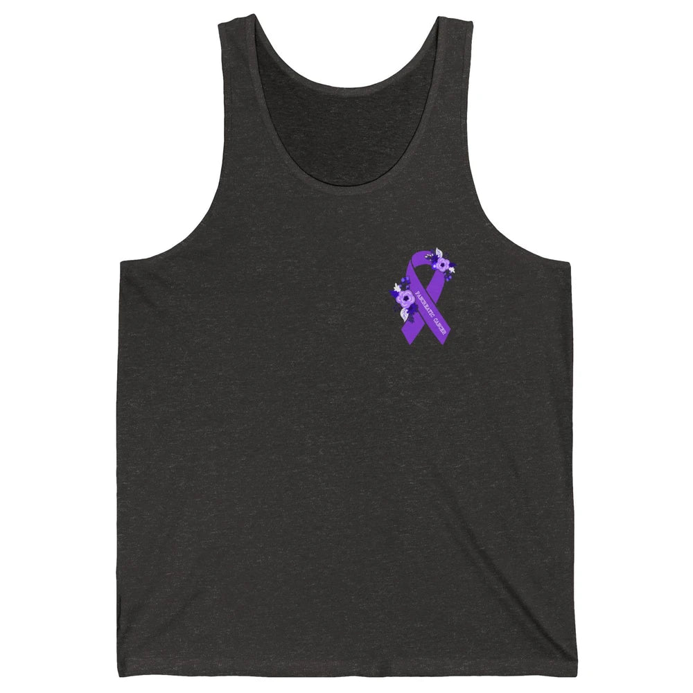 Pancreatic Cancer Awareness Floral Purple Ribbon Rainbow Unisex Jersey Tank