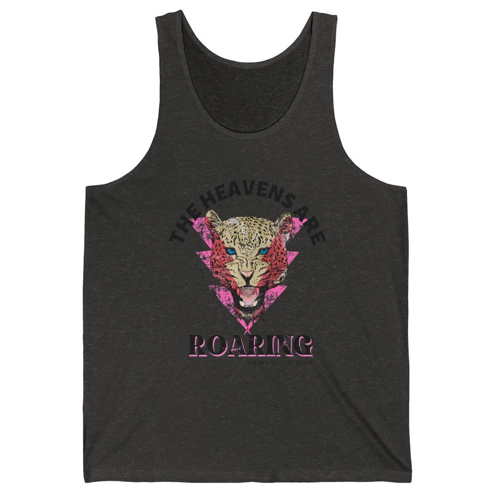 Retro Lion Heavens Are Roaring Bible Lightning Bolt Leopard Unisex Jersey Tank