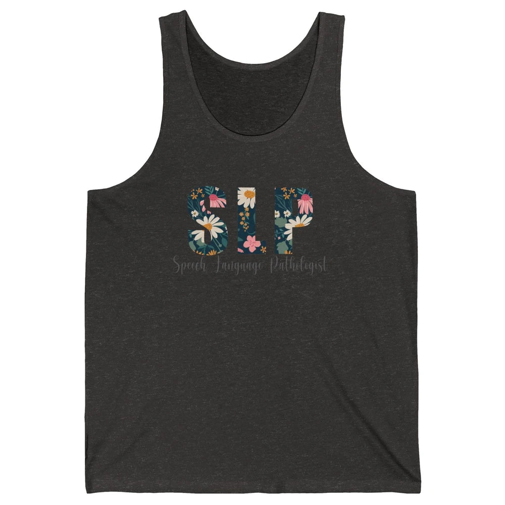 Speech Language Pathologist Floral Career Profession SLP Unisex Jersey Tank