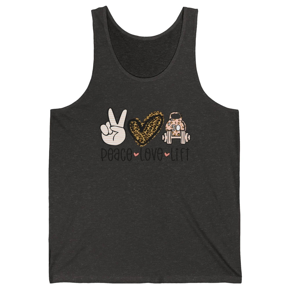 Peace Love Lift Leopard Fitness Workout Gym Trainer Gift Unisex Jersey Tank