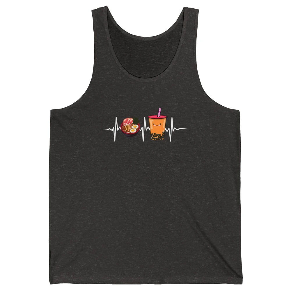 Ramen And Bubble Tea Lovers Heartbeat Japanese Food Kawaii Unisex Jersey Tank