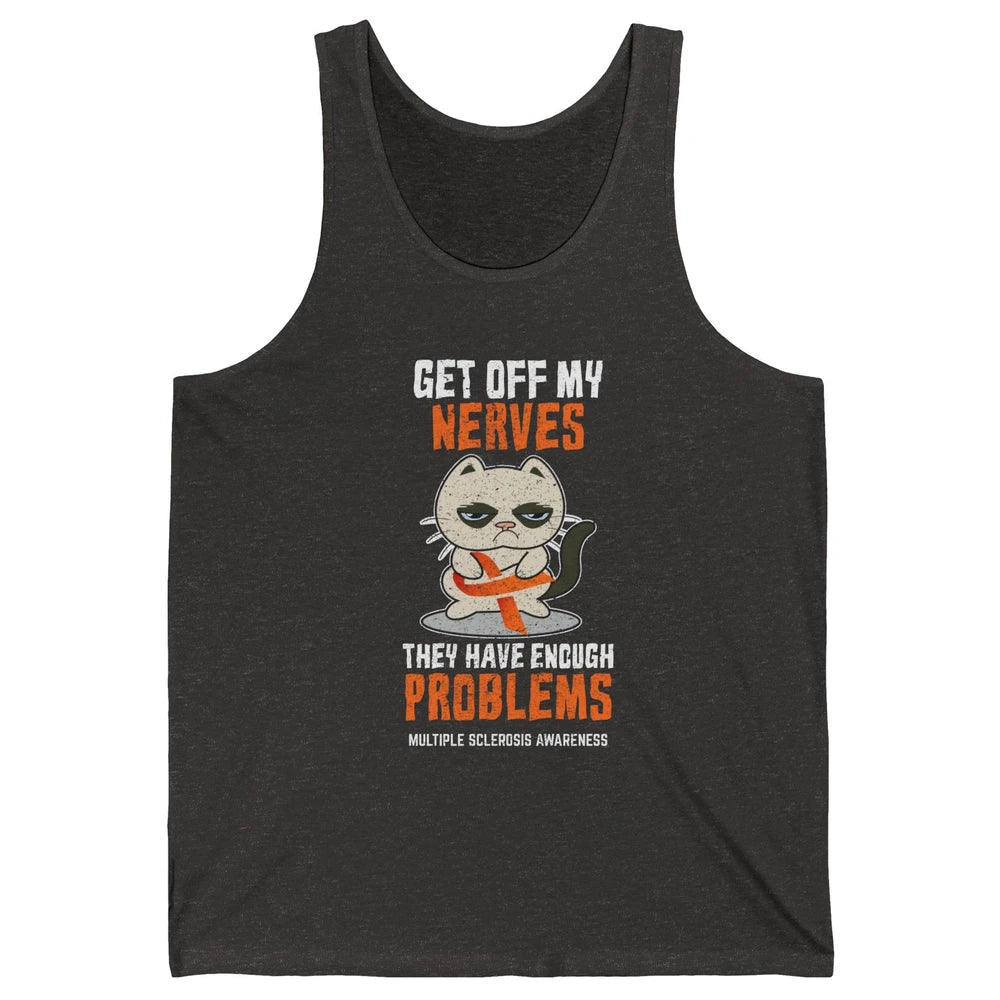 Multiple Sclerosis Awareness Ms Cancer Cat Orange Ribbon Unisex Jersey Tank