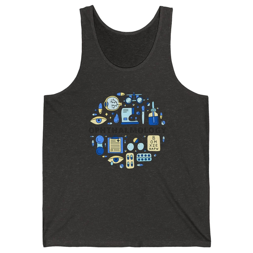Optometrist Eye Chart Phoropter Symbols Ophthalmology Tech Unisex Jersey Tank