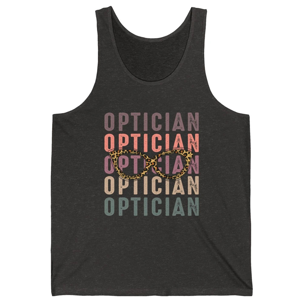 Retro Optometrist Leopard Eyeglasses Optician Ophthalmology Unisex Jersey Tank
