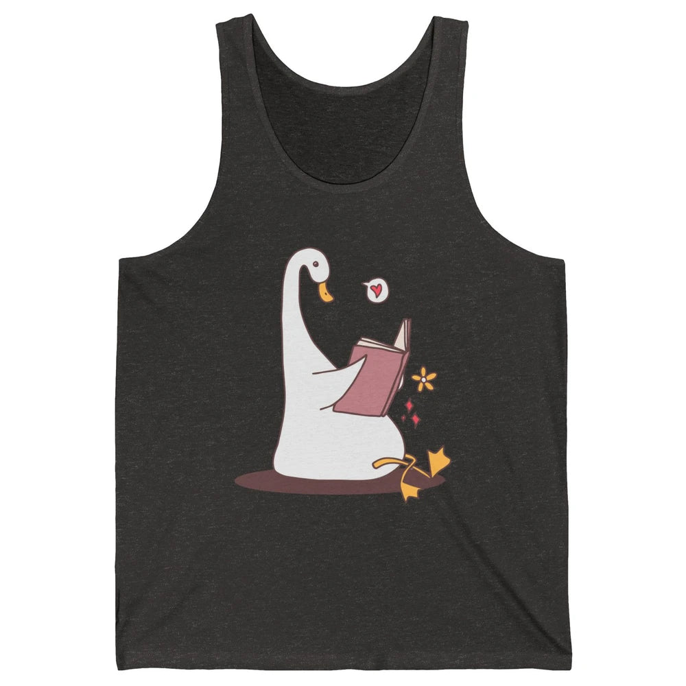 Funny Silly Goose Book Reading Goose Book Lovers Bookish Unisex Jersey Tank