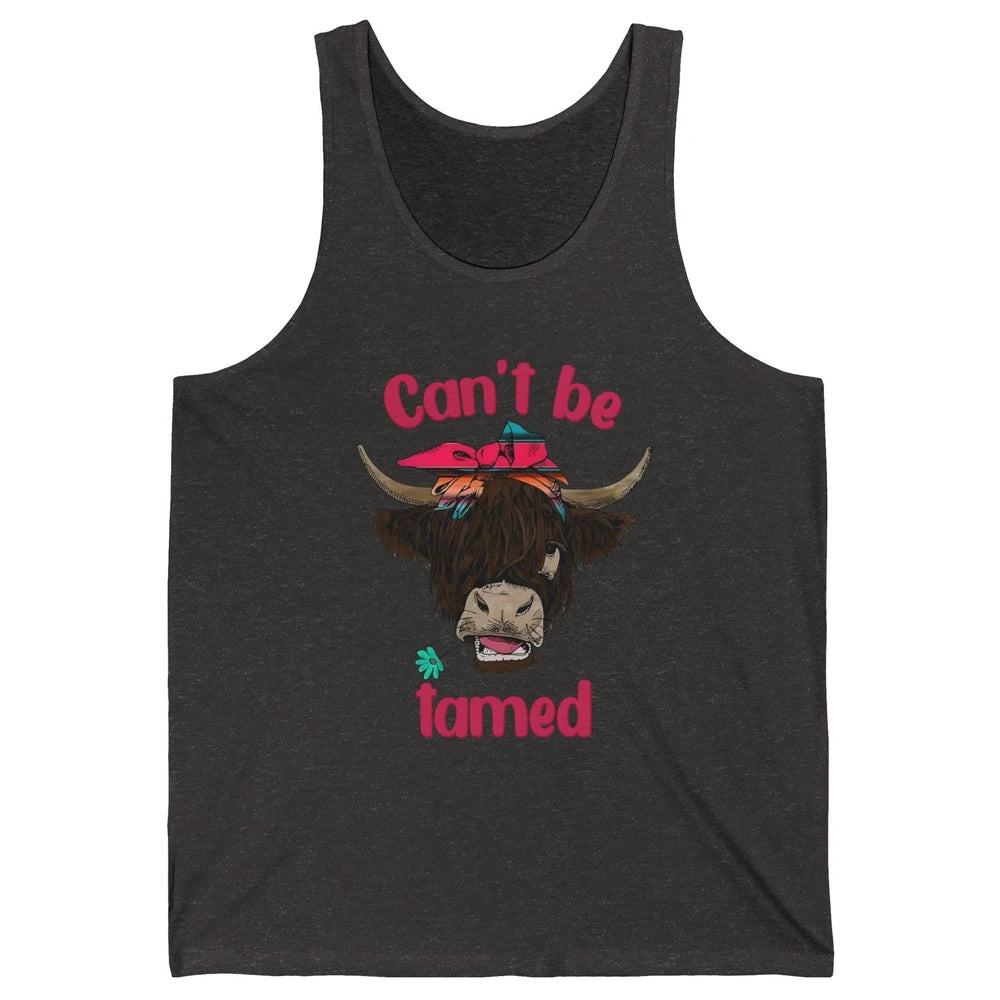 Retro Highland Cow Bandana Can't Be Tamed Western Farm Unisex Jersey Tank