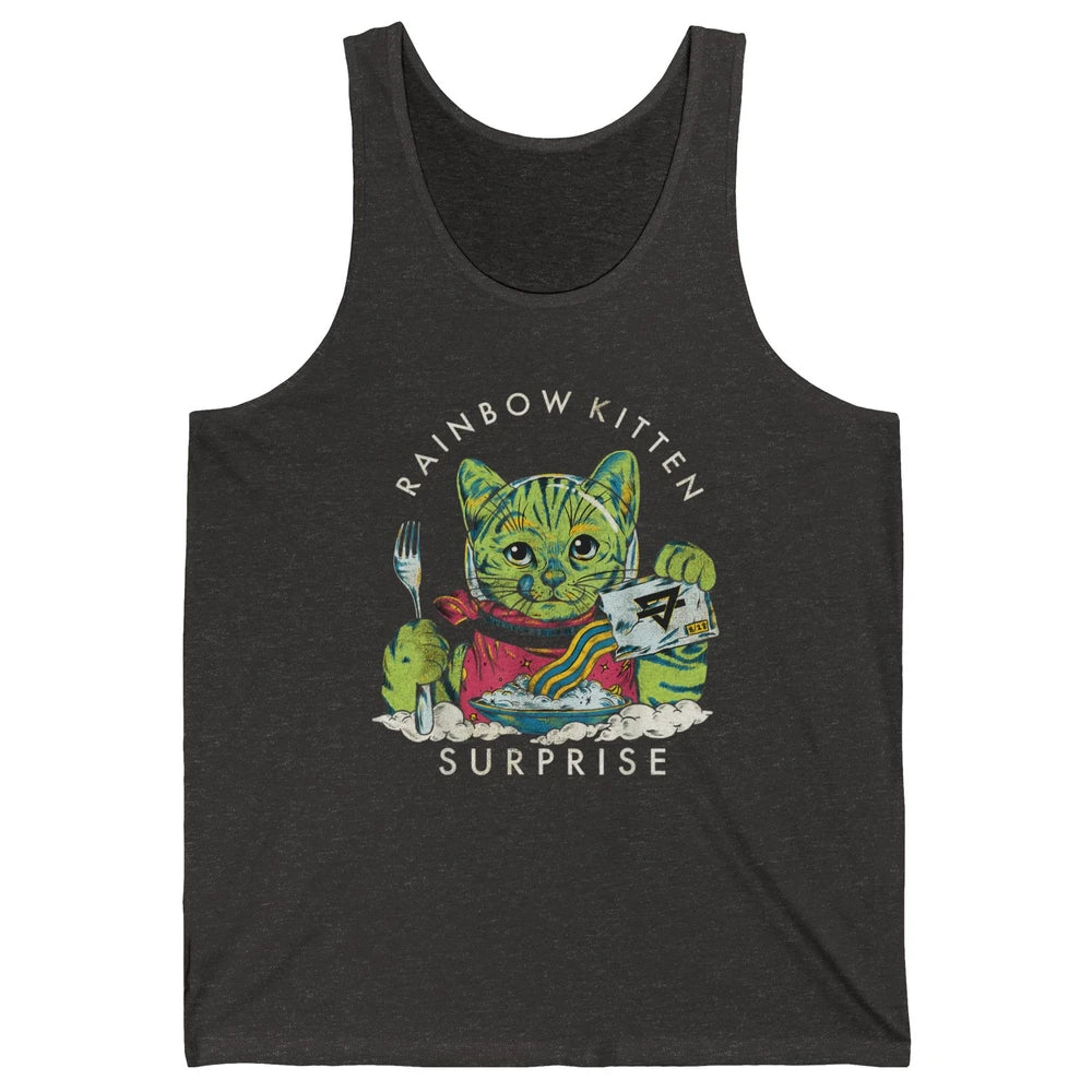 Retro Rainbow Kitten Surprise Gothic Halloween Funny Cat Pet Unisex Jersey Tank