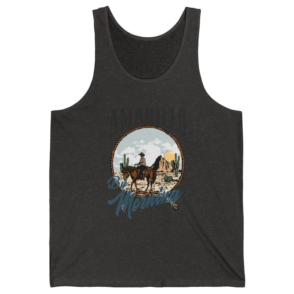 Retro Desert Cowboy Riding Horse Amarillo By Morning Western Unisex Jersey Tank