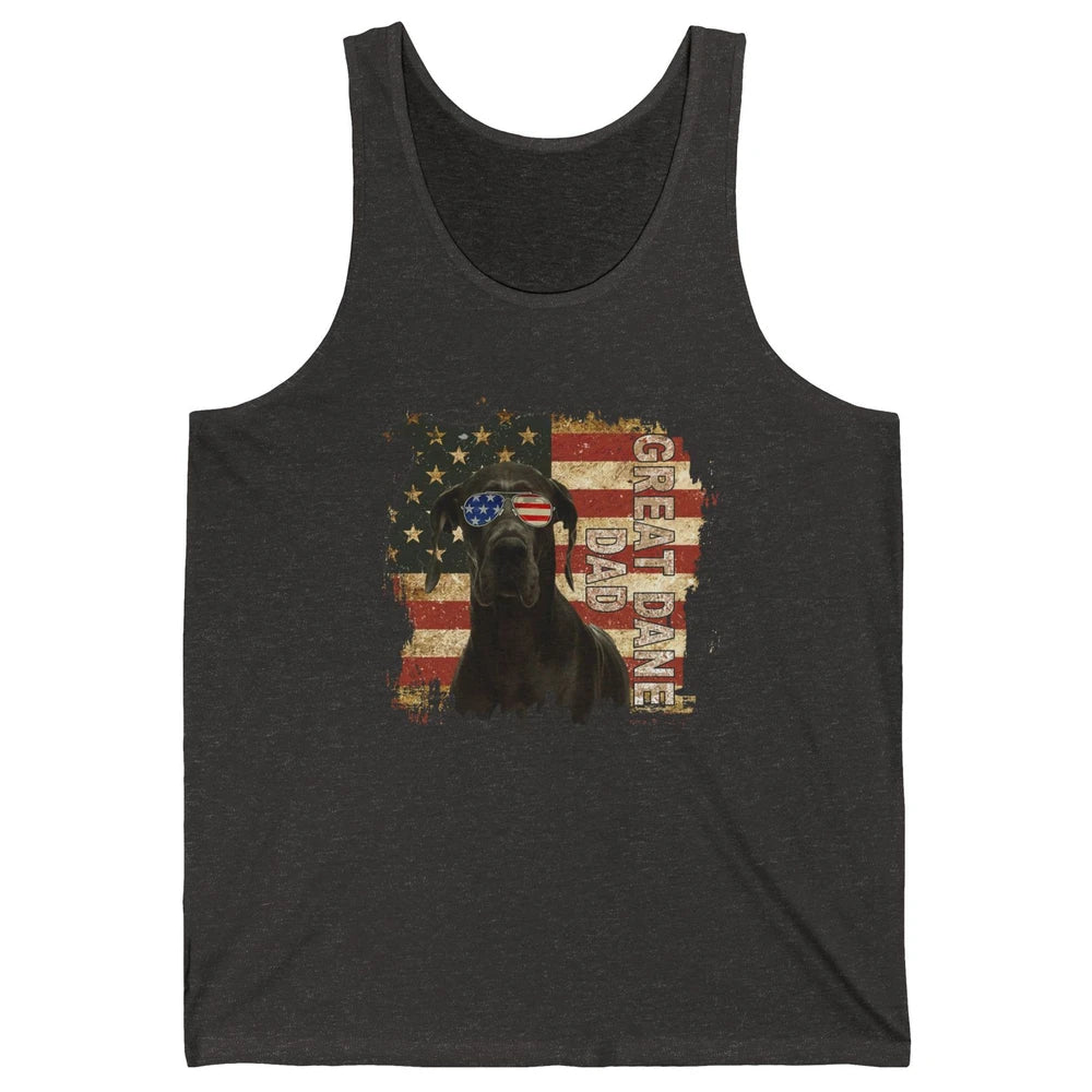 Retro Best Great Dane Dad Ever American Flag 4th Of July Unisex Jersey Tank