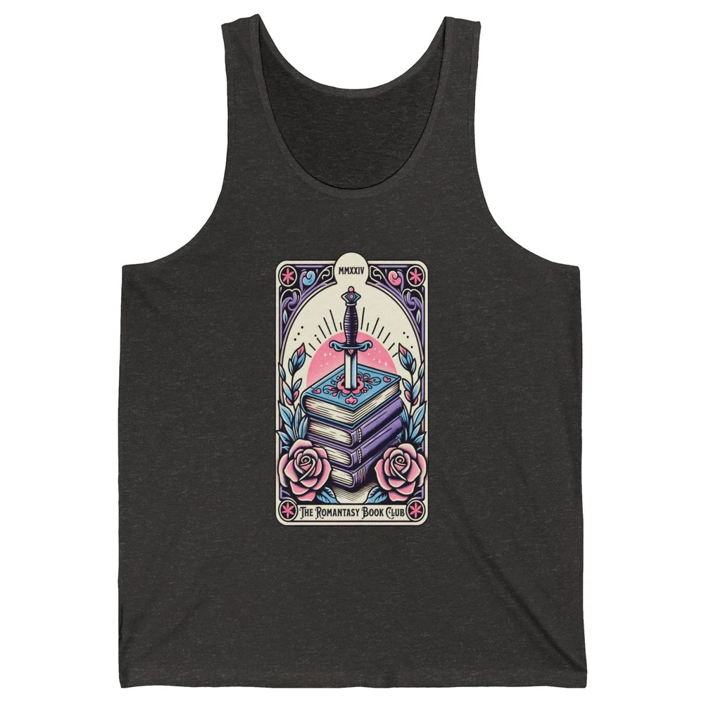 Romantasy Book Club Pastel Tarot Card Sword Floral Reading Books Bookish Bookworm Unisex Jersey Tank