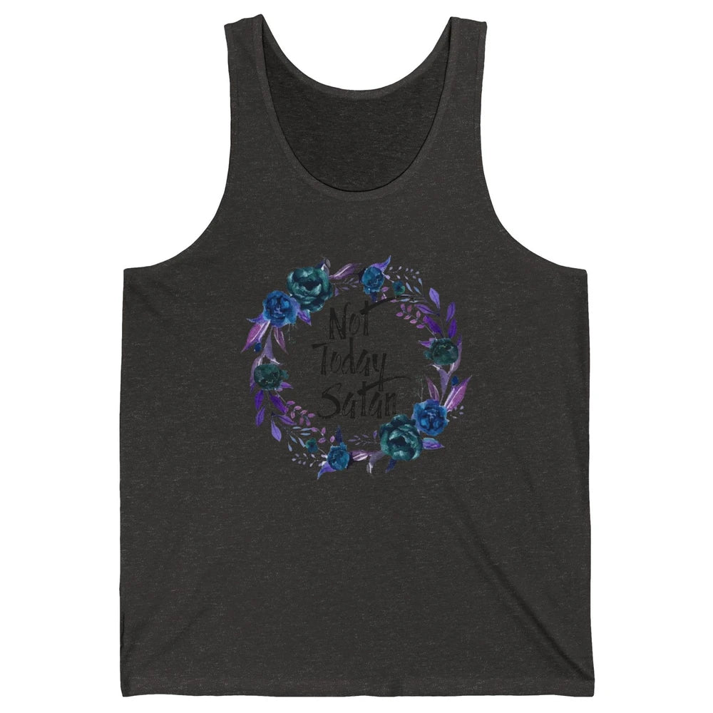Retro Floral Not Today Satan Jesus Cross Christian Religious Unisex Jersey Tank