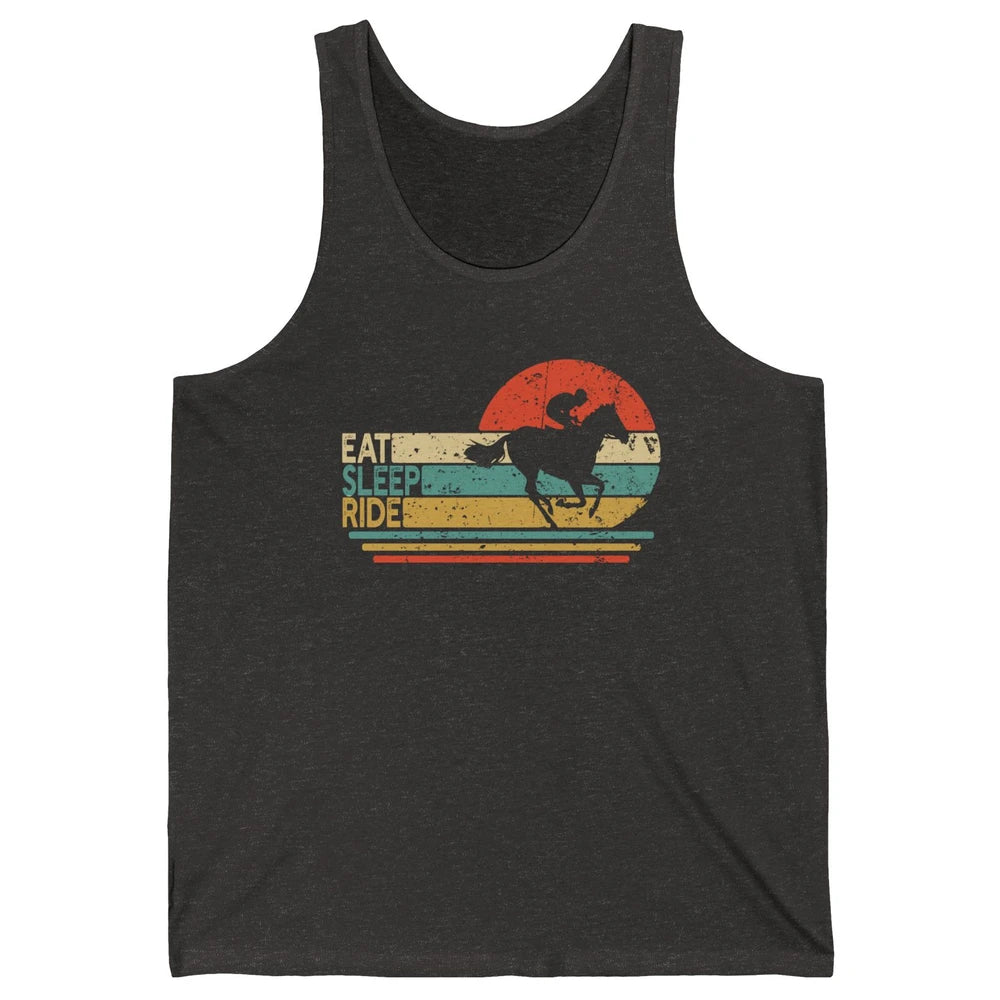 Retro Cowboy Riding Horse Eat Sleep Ride Western Cowgirl Unisex Jersey Tank