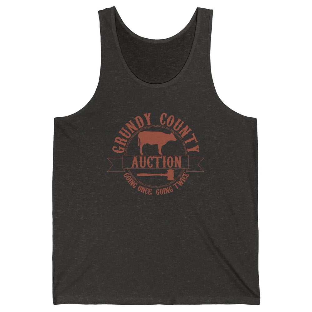 Retro Cow Cattle Grundy County Auction Western Country Farm Unisex Jersey Tank