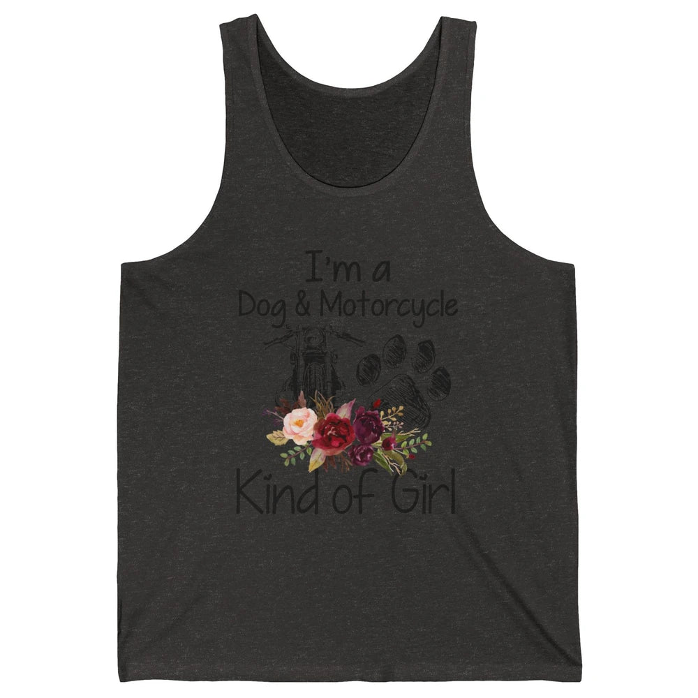 Retro Floral Motorbike I'm Dog Motorcycle Kinda Girl Dog Mom Unisex Jersey Tank