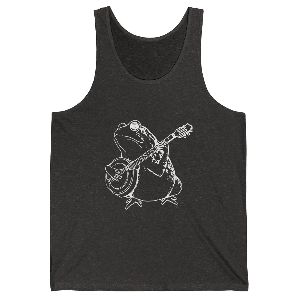 Retro Frog Playing Banjo Musician Banjo Player Music Vintage Unisex Jersey Tank
