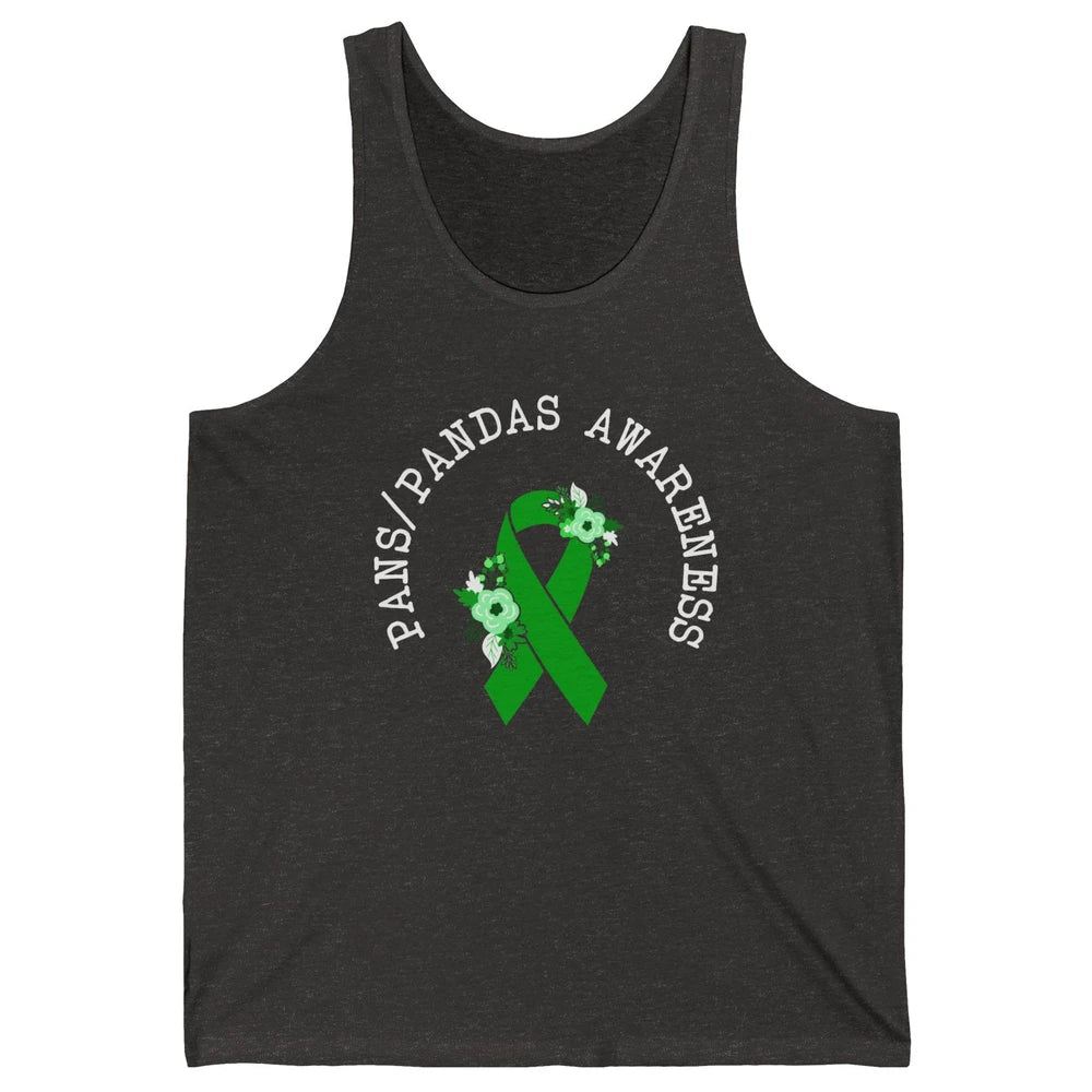 PANS/PANDAS Awareness Floral Green Ribbon Pans Disease Unisex Jersey Tank