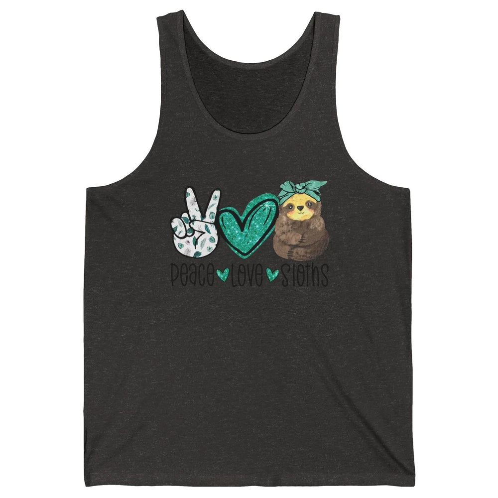 Peace Love Sloths Cute Baby Sloth With Bandana Sloth Lovers Unisex Jersey Tank