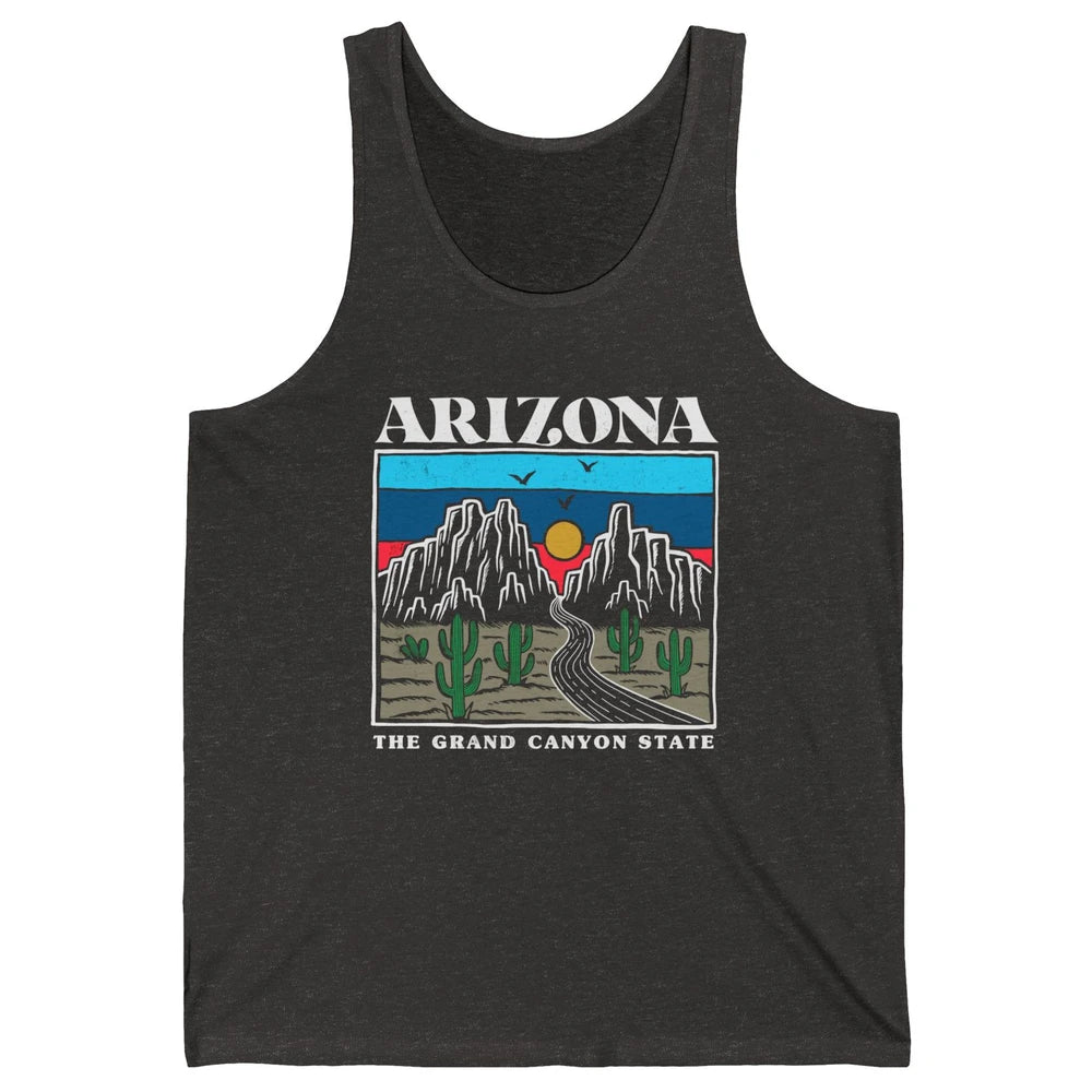Retro Arizona Cactus Mountain The Grand Canyon State Hiking Unisex Jersey Tank