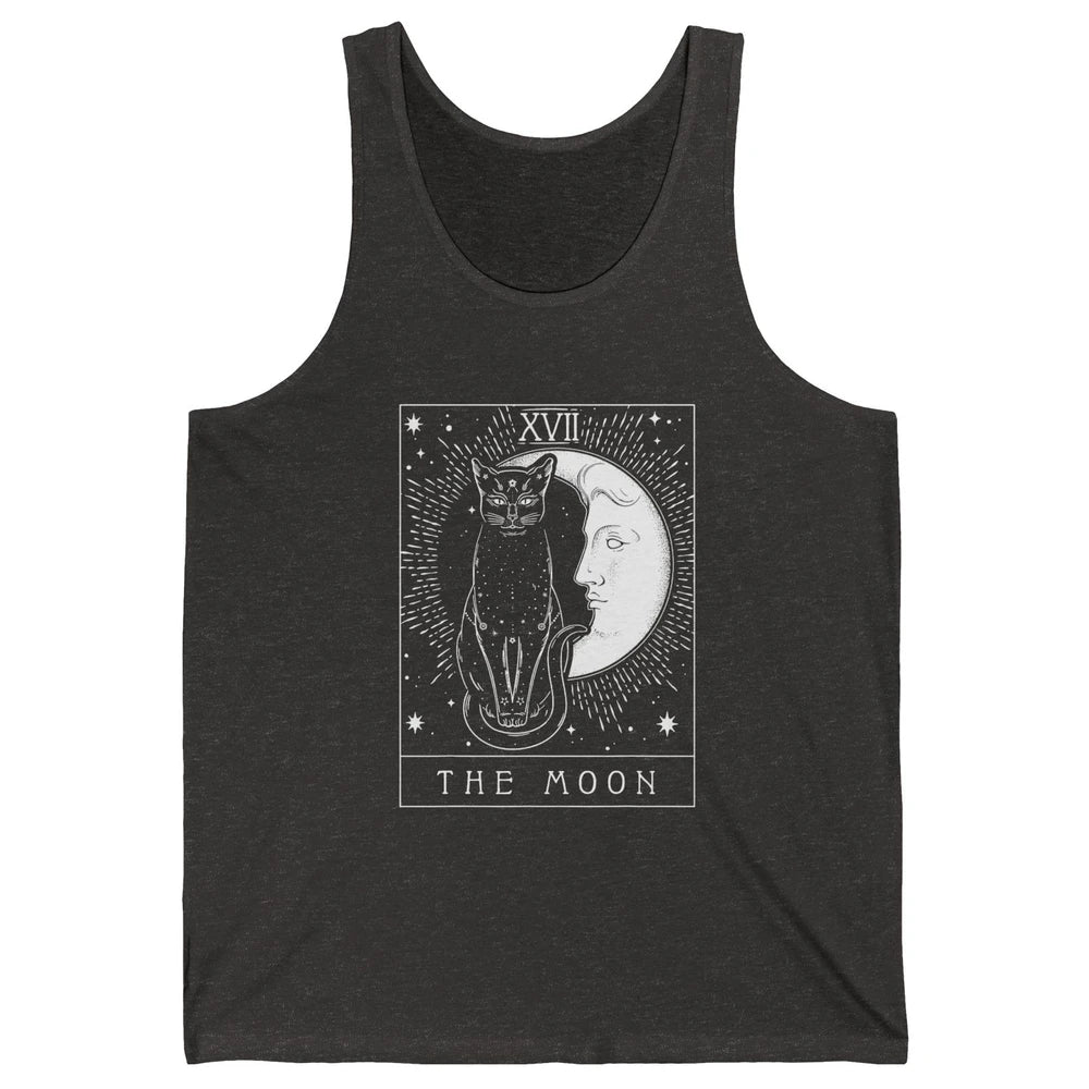 Retro Halloween Gothic Cat The Moon Tarot Card Witchcraft Unisex Jersey Tank