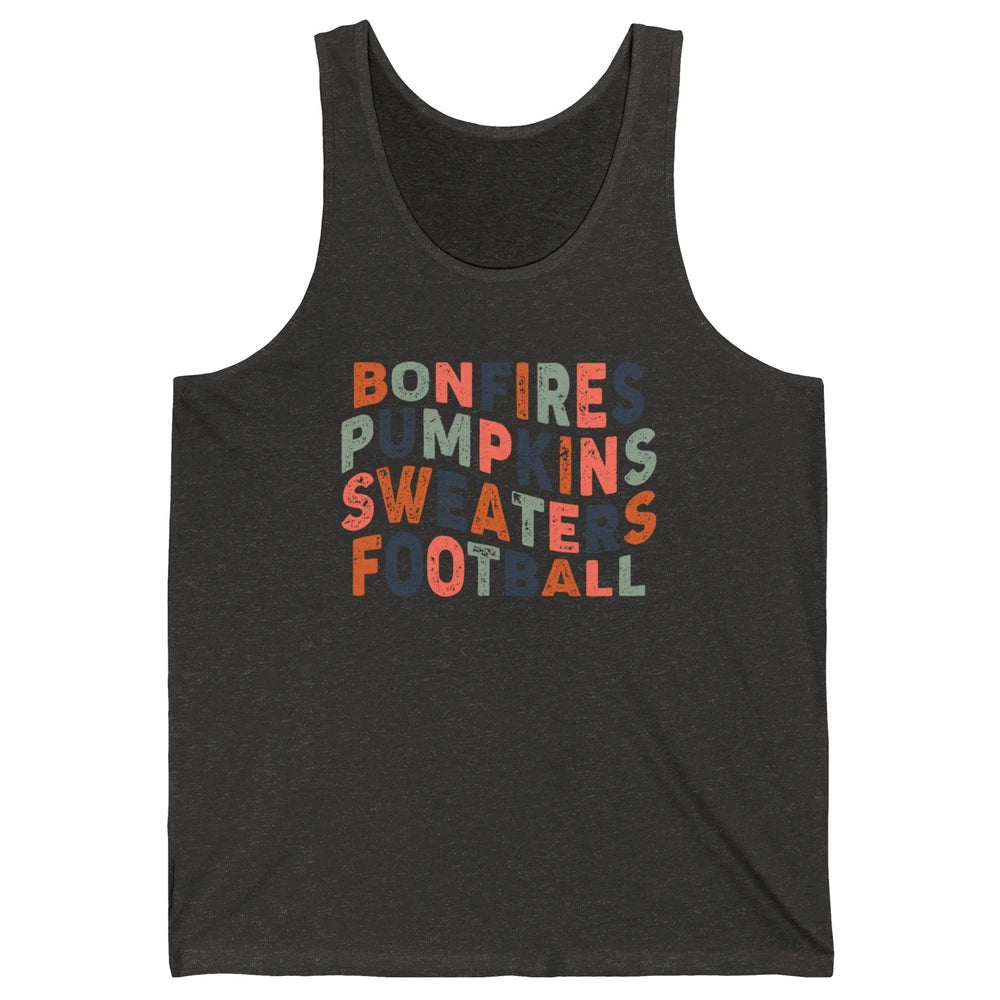 Retro Fall Bonfires Pumpkins Swaeaters Football Thanksgiving Unisex Jersey Tank