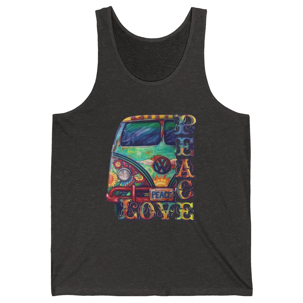 Peace And Love Hippie Van Peacemobile Vintage Gift Camping Unisex Jersey Tank
