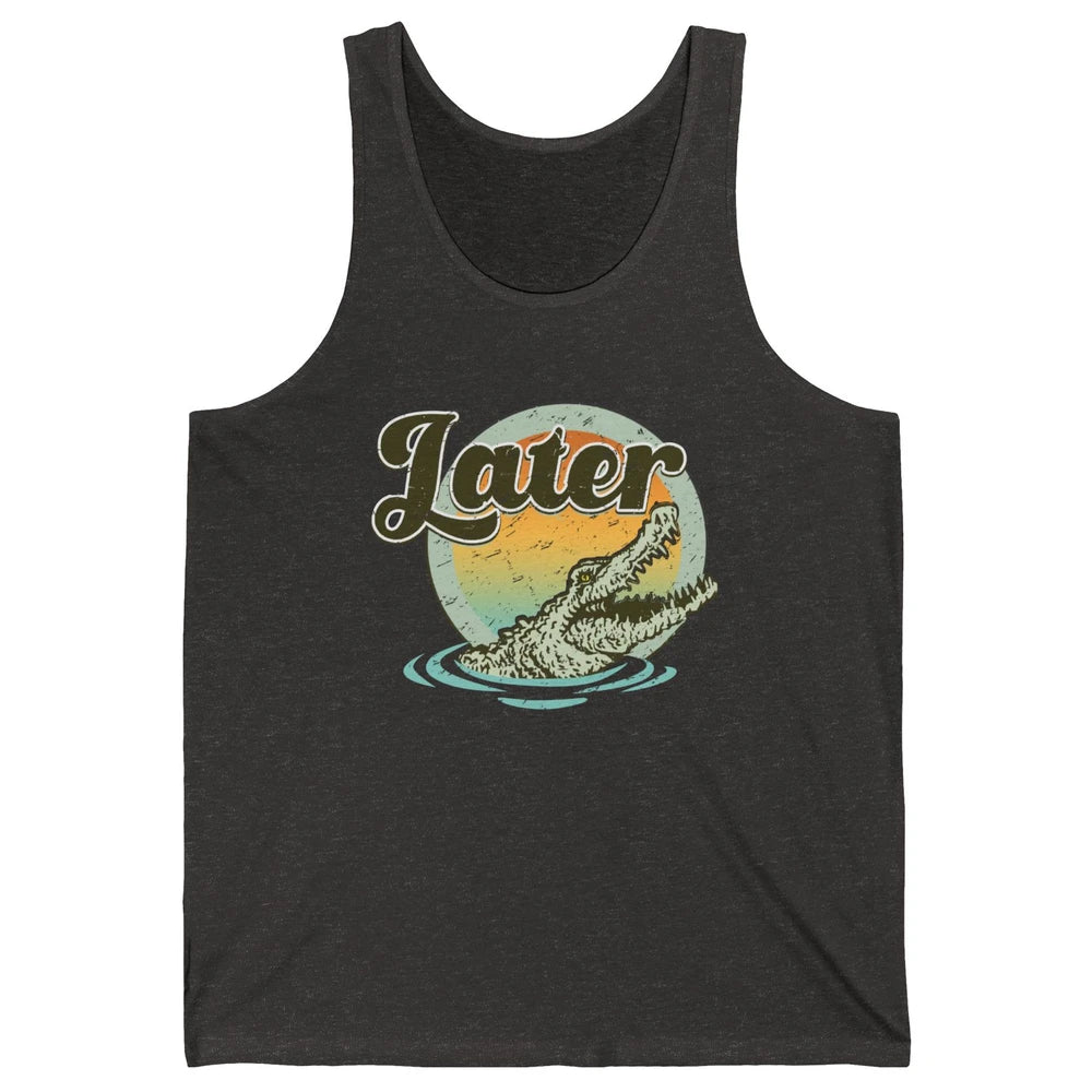 Retro Crocodile Later Take Sunset Nature Lazy Crocodile Gift Unisex Jersey Tank