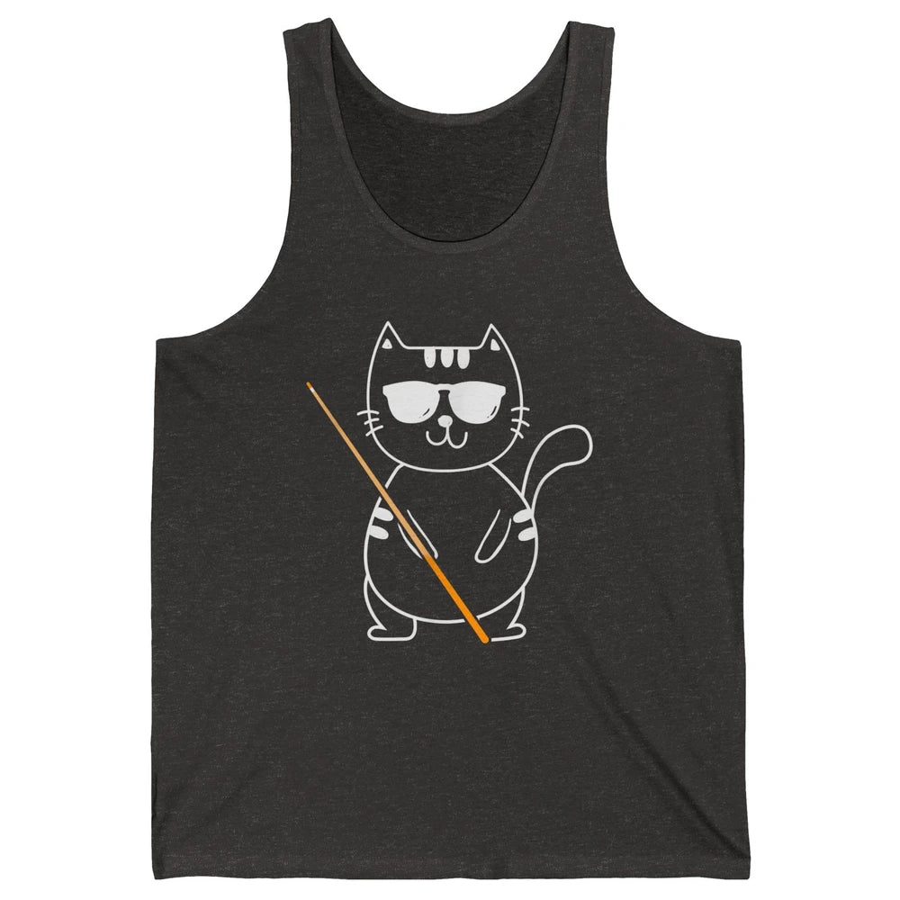 Pool Player Cool Cat Sunglasses Eight Balls Pool Snooker Pun Unisex Jersey Tank