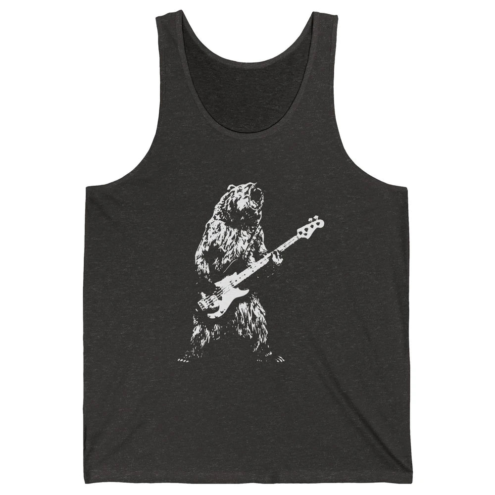 Retro Bear Playing Bass Guitar Bear Guitarist Music Lovers Unisex Jersey Tank