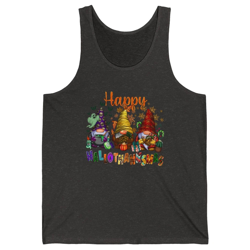 Pumpkin Gnomes Hallo-thank-mas Halloween Thanksgiving Xmas Unisex Jersey Tank