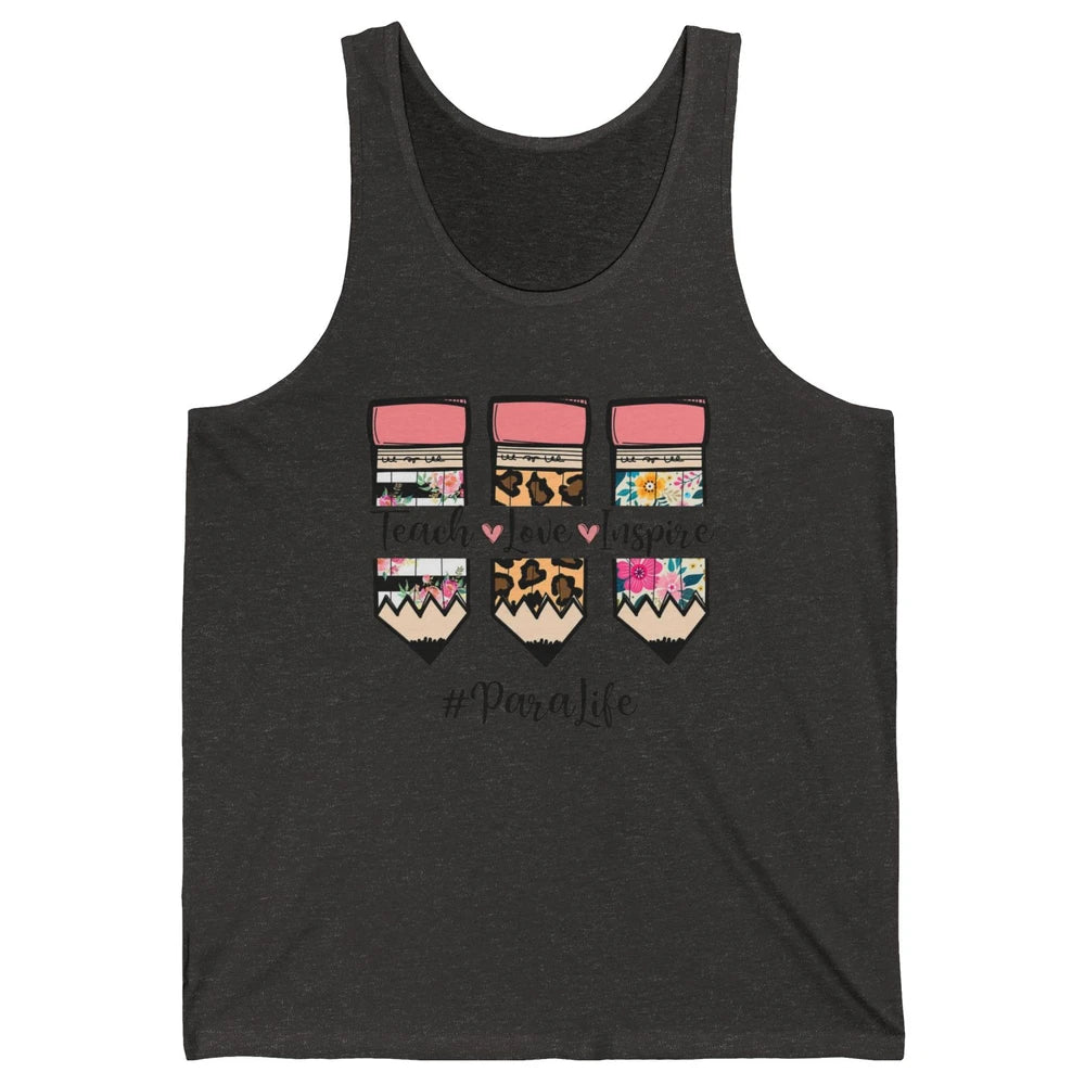 Floral Leopard Teach Love Inspire Para Life Para Teacher Unisex Jersey Tank