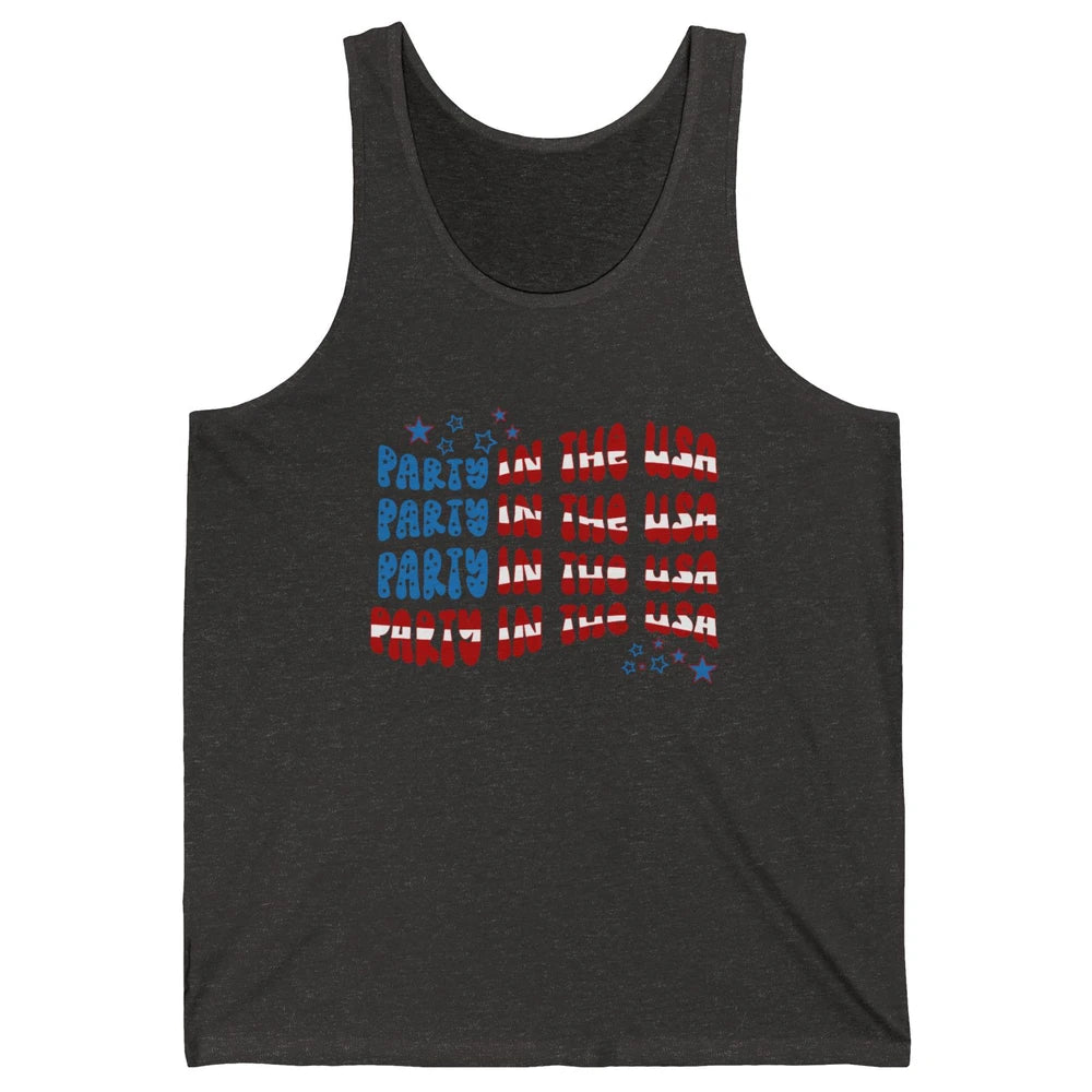 Retro July 4th Party In The USA Retro Stripe Star US Patriot Unisex Jersey Tank