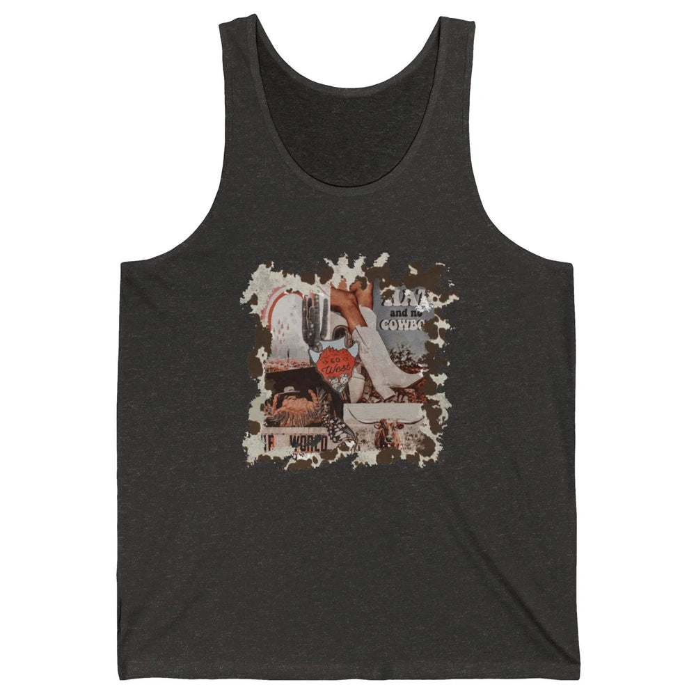Retro Cowgirl Boots Desert Cactus Go West Western Country Unisex Jersey Tank