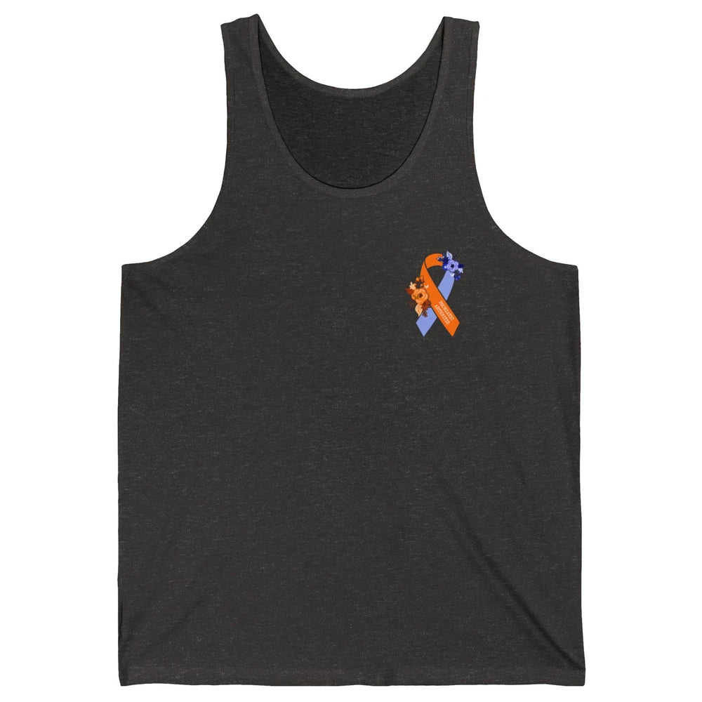 Psoriatic Arthritis Awareness PsA Floral Blue Orange Ribbon Unisex Jersey Tank