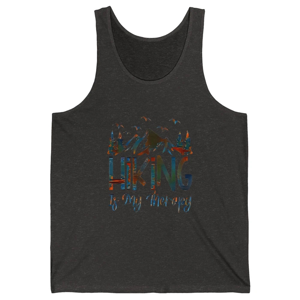 Hiking Is My Therapy Mountain Hike Wander Camping Outdoor Unisex Jersey Tank