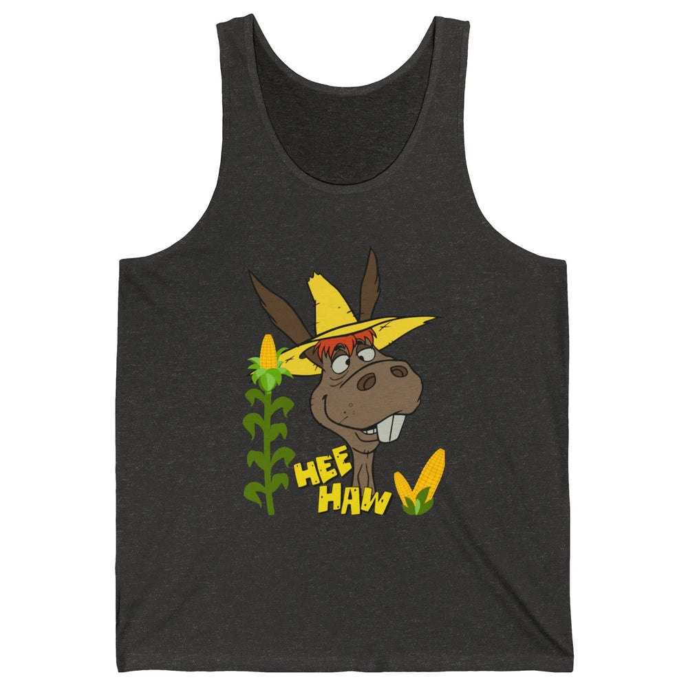 Funny Donkey Face Hee Haw Farming Life Farm Animal Corn Life Unisex Jersey Tank