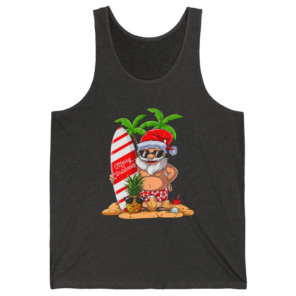 Christmas in July Santa Hawaii Surfing Summer Christmas Unisex Jersey Tank