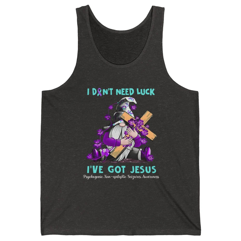 PNES Awareness Gnome I Don't Need Luck I've Got Jesus Faith Unisex Jersey Tank