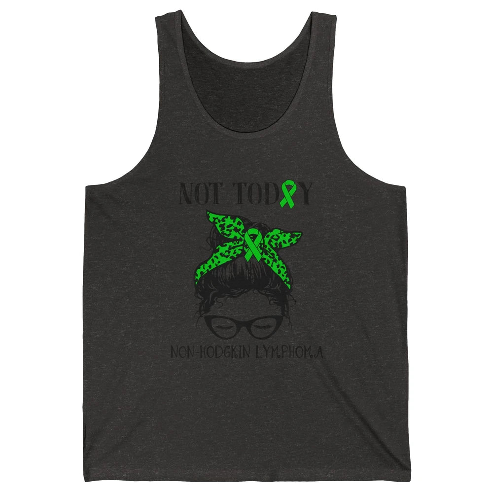 Non-Hodgkin Lymphoma Cancer Warrior Messy Hair Leopard Green Unisex Jersey Tank