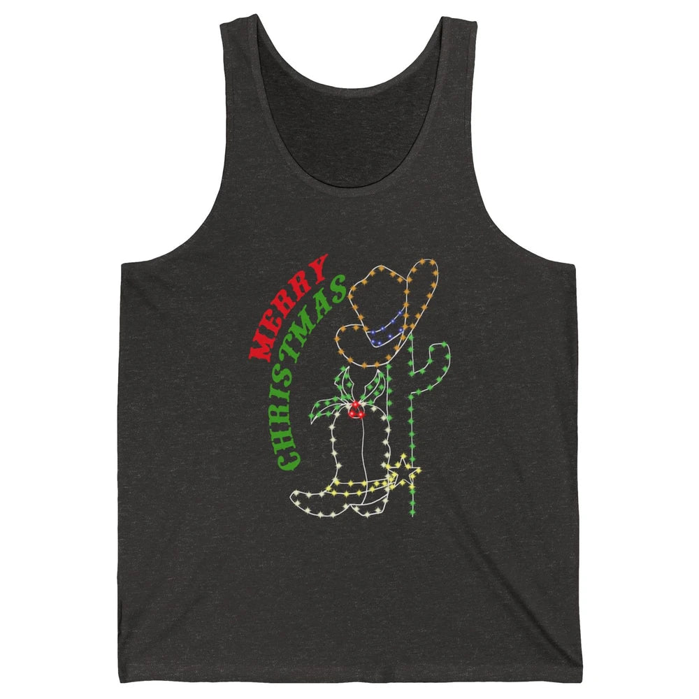 Retro Cowboy Merry Christmas Western Country Cowgirl Costume Unisex Jersey Tank