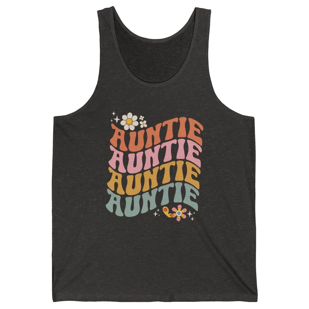 Retro Auntie Hippie Groovy Pregnancy Reveal Positive Mind Unisex Jersey Tank