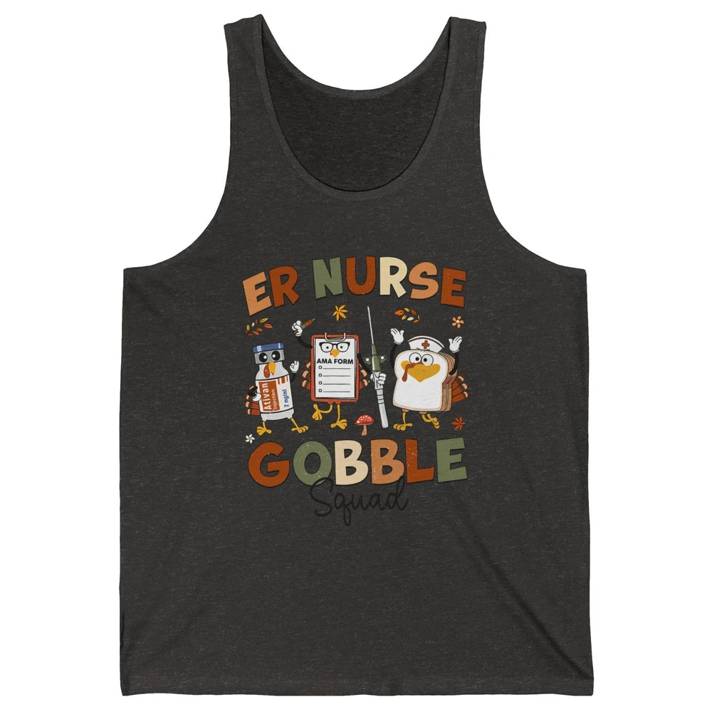 Thanksgiving ER Nurse Gobble Squad Emergency Room Thankful Unisex Jersey Tank