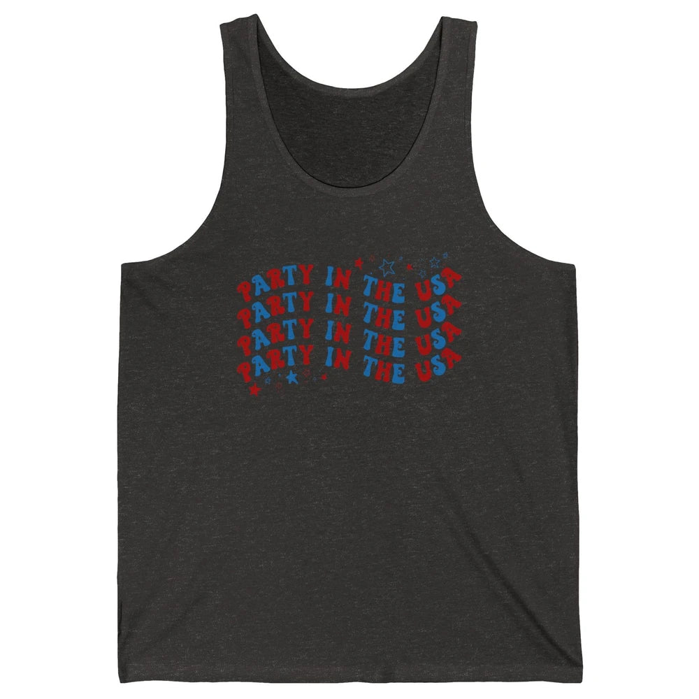 Retro July 4th Party In The USA Stripe Star American Patriot Unisex Jersey Tank